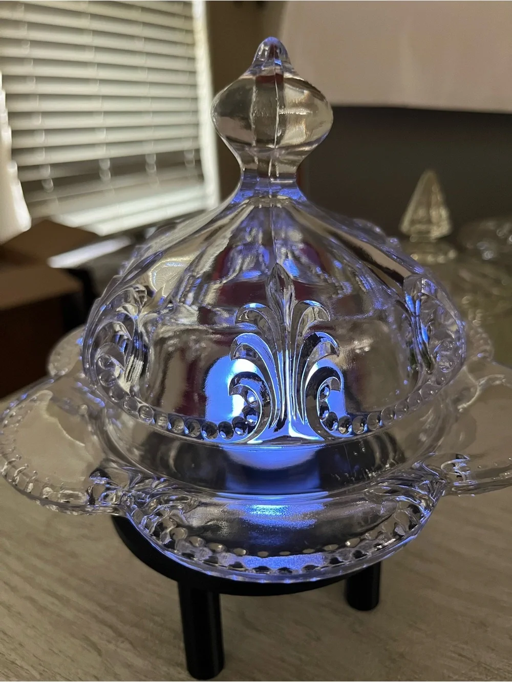 Vintage EAPG Domed Butter Dish Styled as a Clear Glass Fairy Lamp